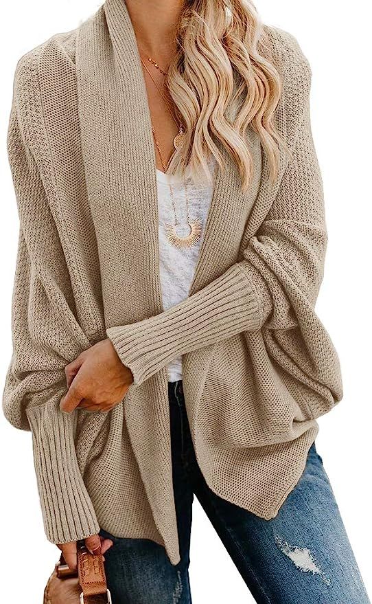 Imily Bela Women's Kimono Batwing Cable Knitted Slouchy Oversized Wrap Cardigan Sweater | Amazon (US)