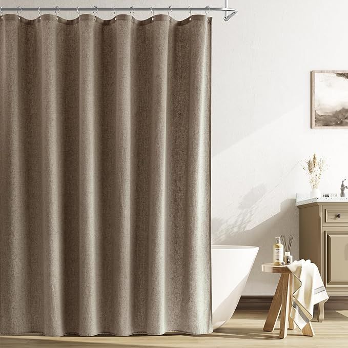 Naturoom Extra Long Shower Curtain, 72x96 Inch Long Linen Textured Neutral Weighted Cloth Fabric ... | Amazon (US)