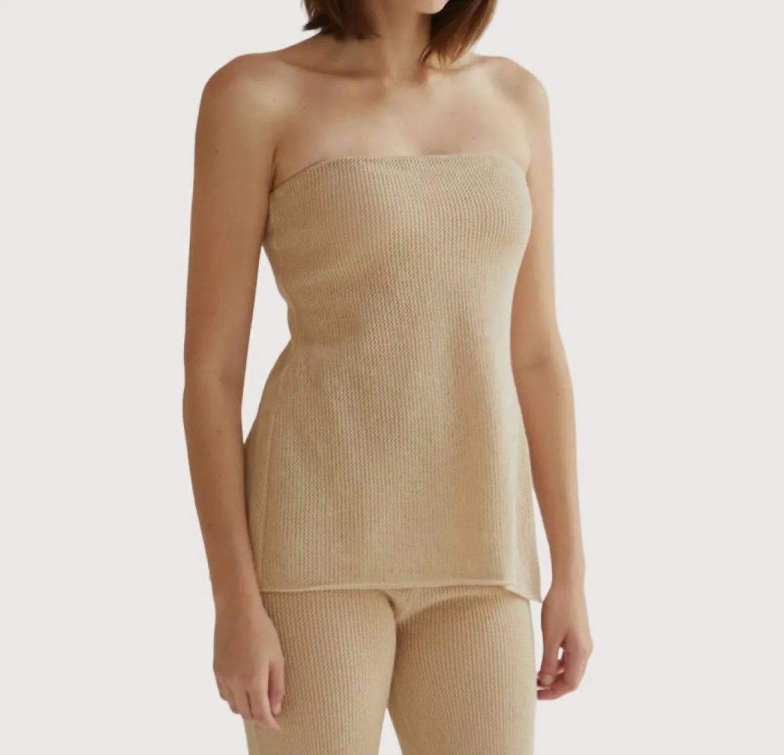 Brookie Crochet Knit Top In Sand | Shop Simon