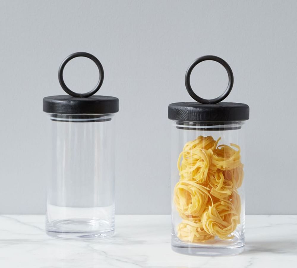 Black Wood & Iron Handled Canisters | Pottery Barn (US)