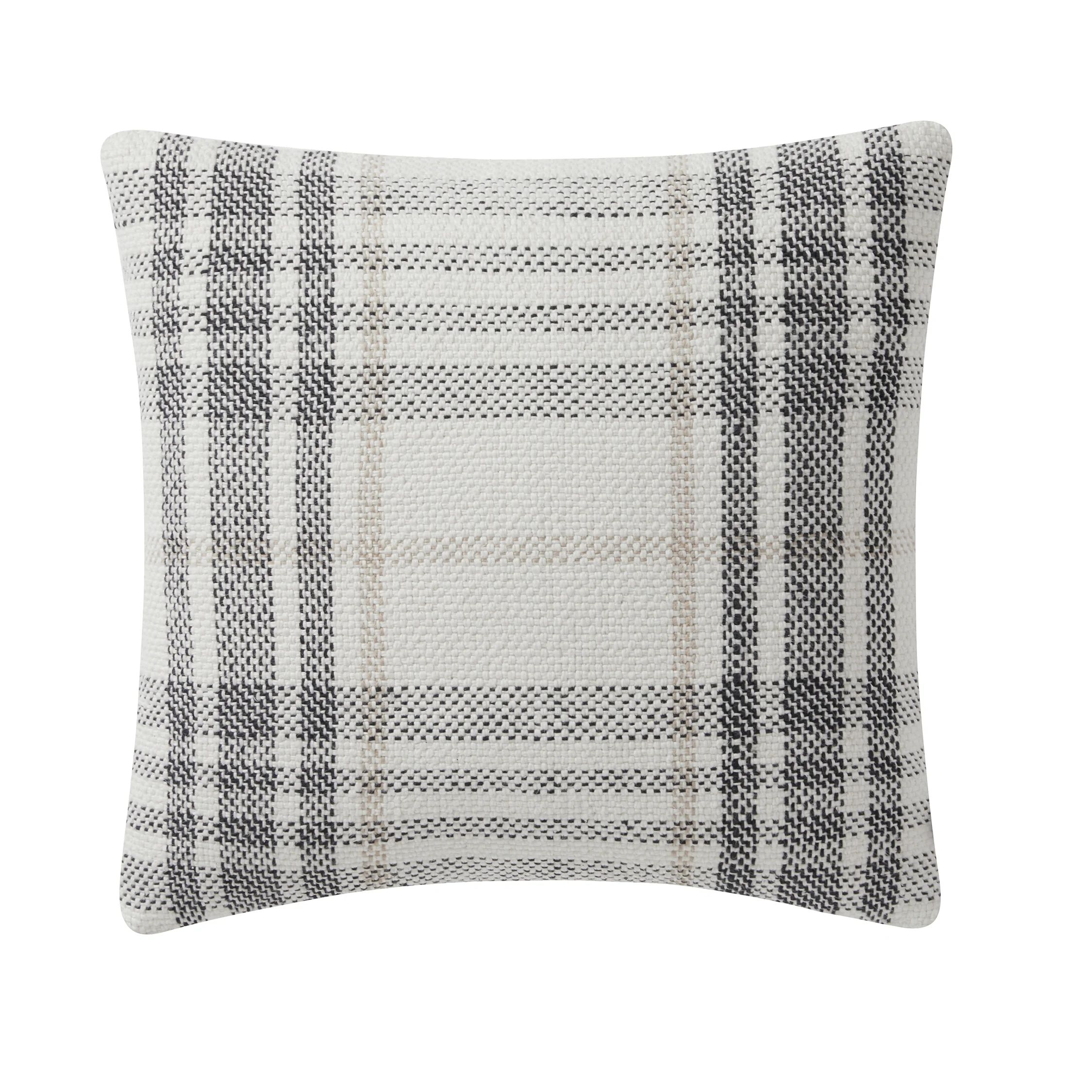 My Texas House 20" x 20" Aurelia Black Plaid Cotton Decorative Pillow Cover | Walmart (US)