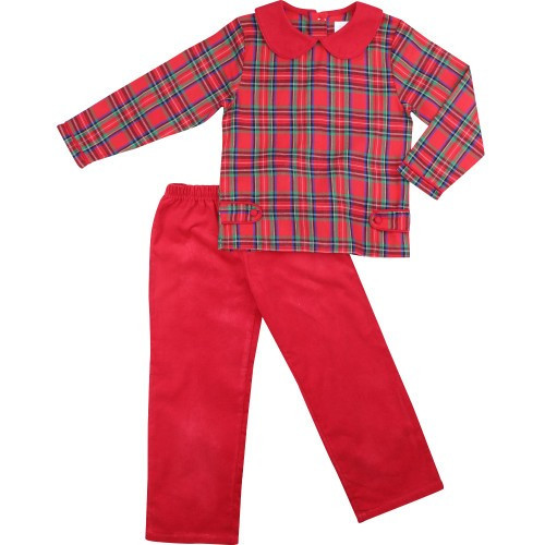 Red And Green Plaid Pant Set - Shipping Late October | Cecil and Lou