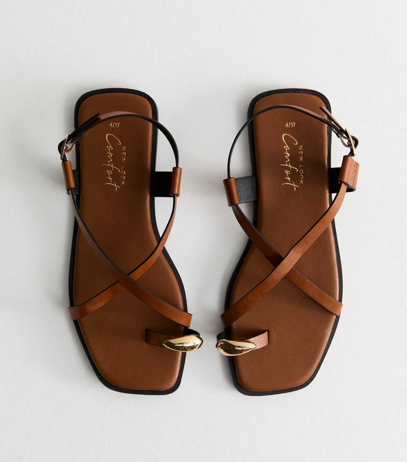 Tan Crossover Strap Faux Leather Sandals | New Look | New Look (UK)