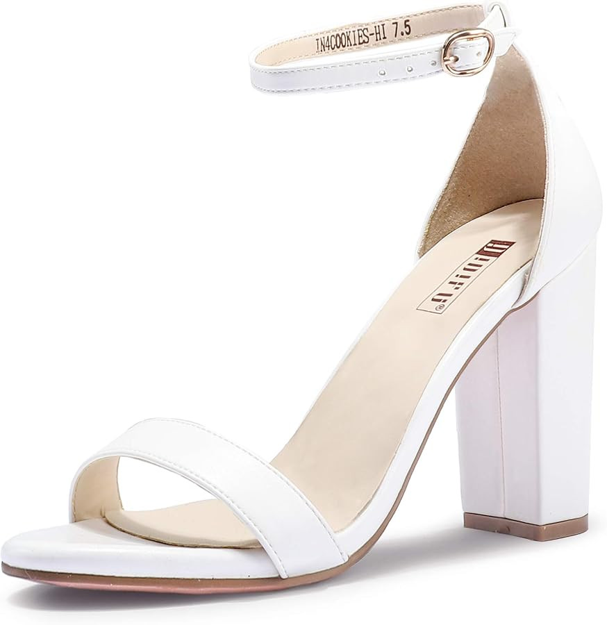 IDIFU Women's IN4 Cookie-HI Chunky High Heel Sandals Open Toe Ankle Strap Wedding Bridal Prom Dre... | Amazon (US)