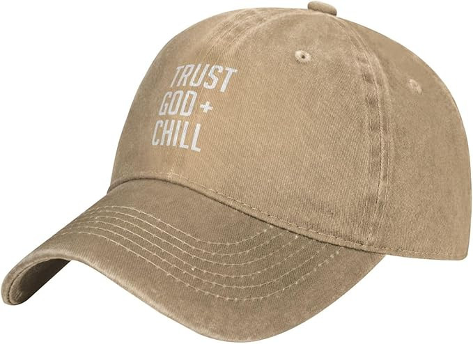 Trust God and Chill Hat Vintage Washed Distressed Baseball Cap Adjustable Retro Trucker Hats | Amazon (US)