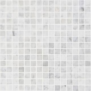 White Carrera Squares 12 in. x 12 in. Polished Marble Mosaic Tile | The Home Depot