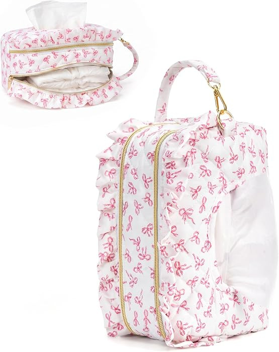Double-layer Wipe Holder Quilted Wipes Bag Small Hanging Diaper Bag Portable Wipe Pouch for Strol... | Amazon (US)