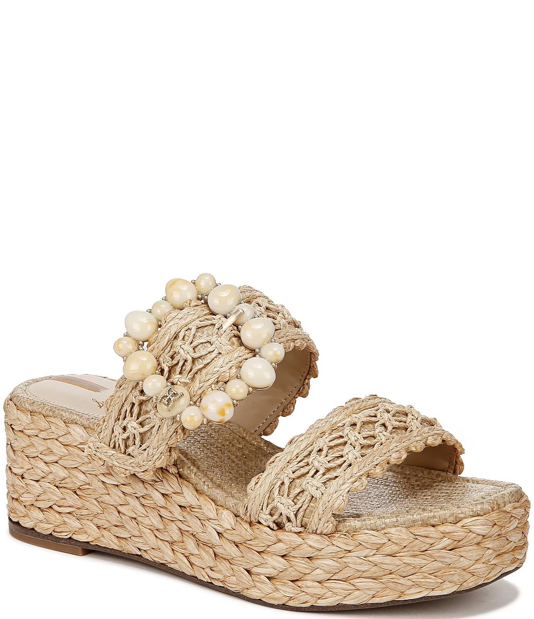 Cadance Raffia Embellished Buckle Wedge Espadrille Sandals | Dillard's