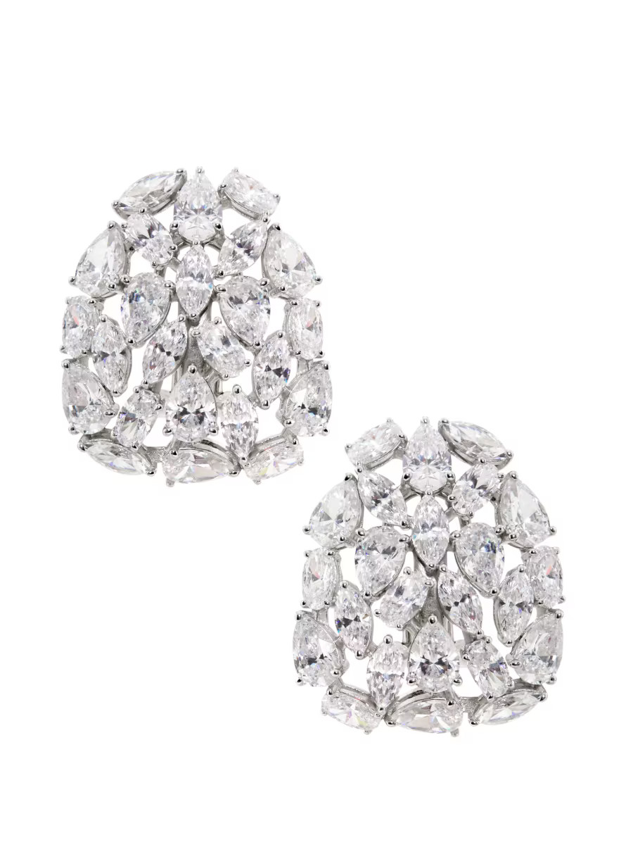 Adriana Orsini Galore Rhodium-Plated &amp; Cubic Zirconia Stud Earrings | Saks Fifth Avenue | Saks Fifth Avenue
