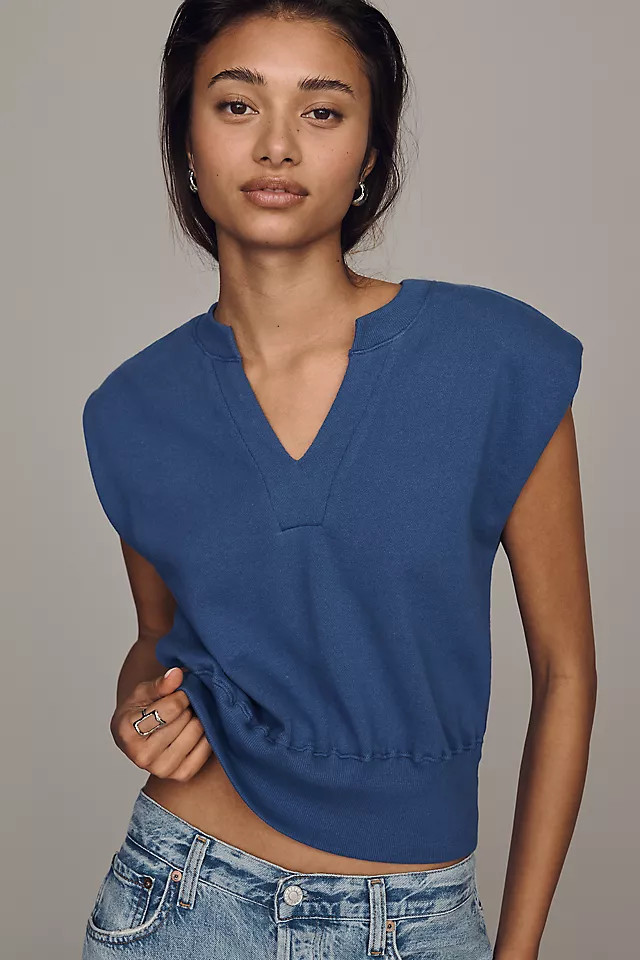 Cotton V-Neck Muscle Sweatshirt | Anthropologie (US)
