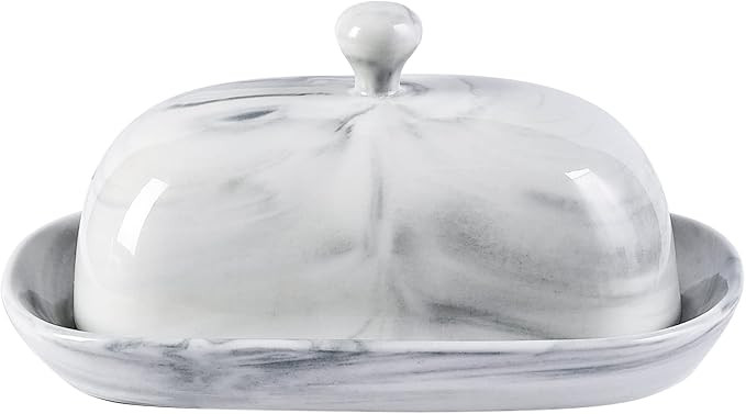 Yundu Grey Marble Butter Dish with Lid, Ceramics Butter Keeper Container, Perfect for East/West B... | Amazon (US)