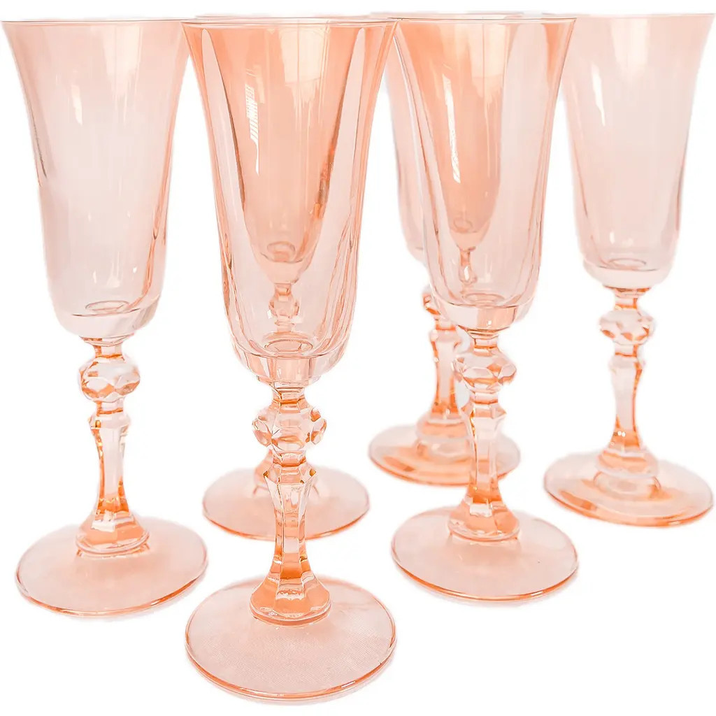 Estelle Colored Glass Set of 6 Regal Flutes in Blush Pink at Nordstrom | Nordstrom