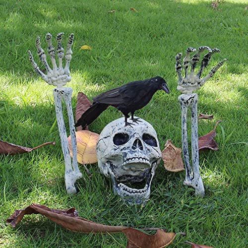 AISENO Realistic Skeleton Stakes and Crow Halloween Decorations for Lawn Stakes Garden Halloween Ske | Amazon (US)