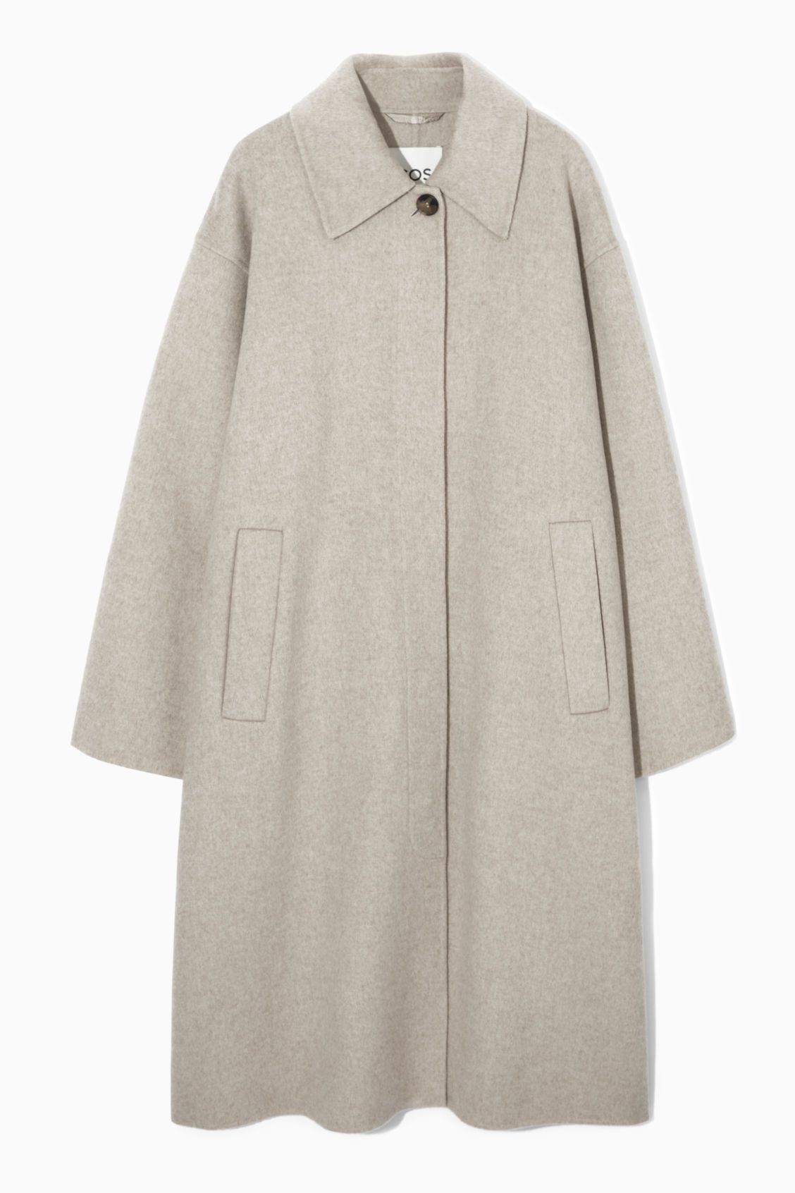 COLLARED DOUBLE-FACED WOOL COAT - LIGHT BEIGE MÉLANGE - COS | COS (US)