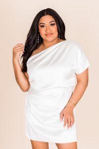 Look On The Bride Side White One Shoulder Mini Dress | Pink Lily