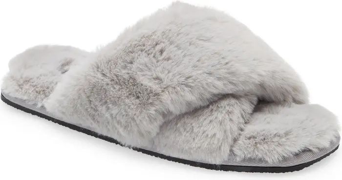 BP. Mae Cross Strap Faux Fur Slipper | Nordstrom | Nordstrom Canada