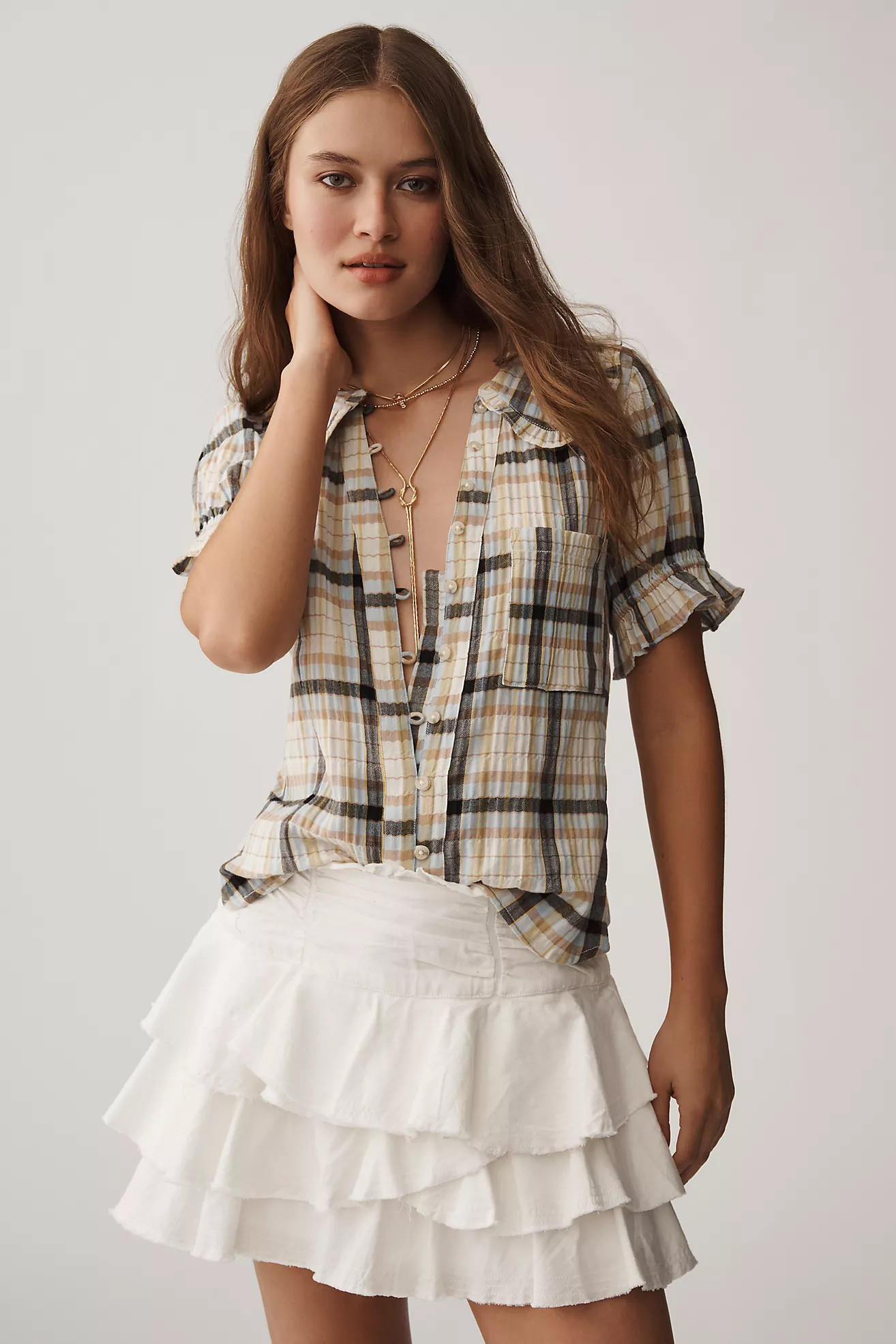 The Keira Plaid Blouse by Pilcro | Anthropologie (US)