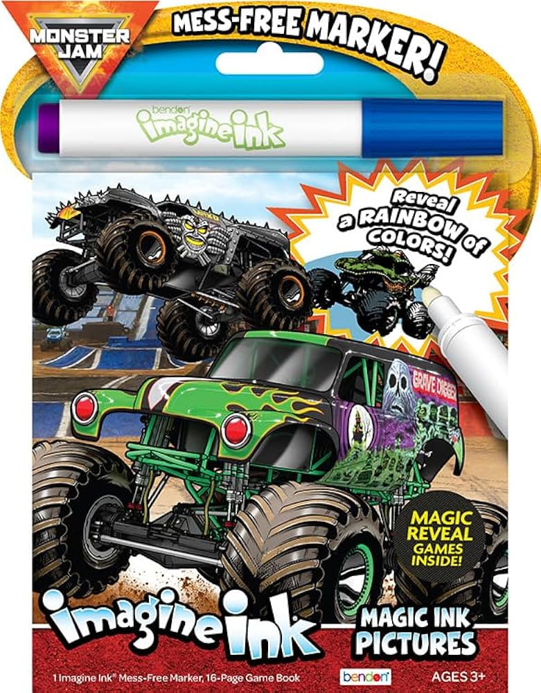Bendon Monster Jam Coloring Book | Monster Trucks Coloring Book | Monster Jam Imagine Ink | Mess ... | Amazon (US)