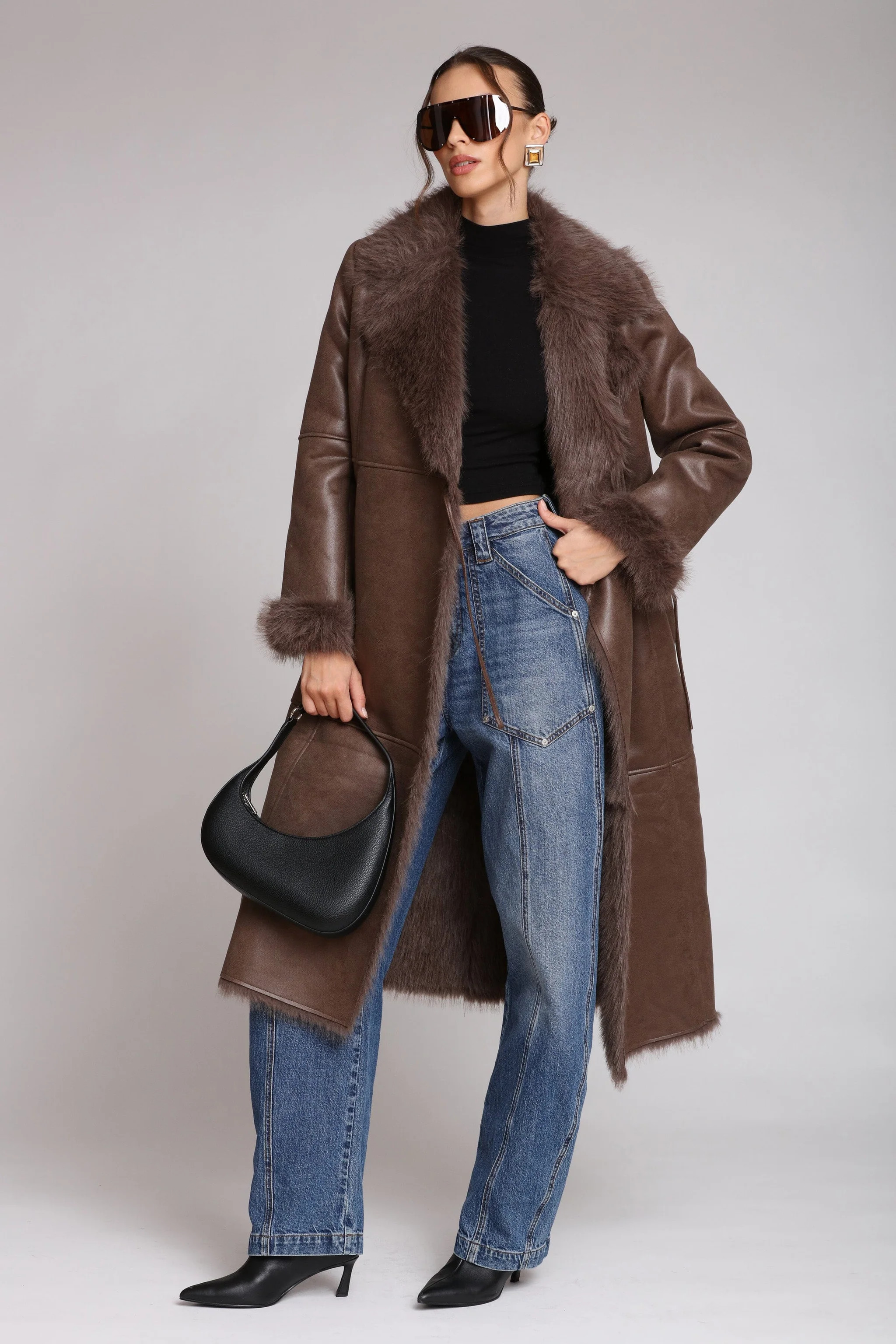 Faux Shearling Midi Wrap Coat | Avec Les Filles