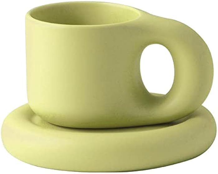 TOYOREY Chubby Handle Mug Cute Coffee Mug Set Office Ceramic Mug Chubby Plate Plastic Cup Glass I... | Amazon (US)