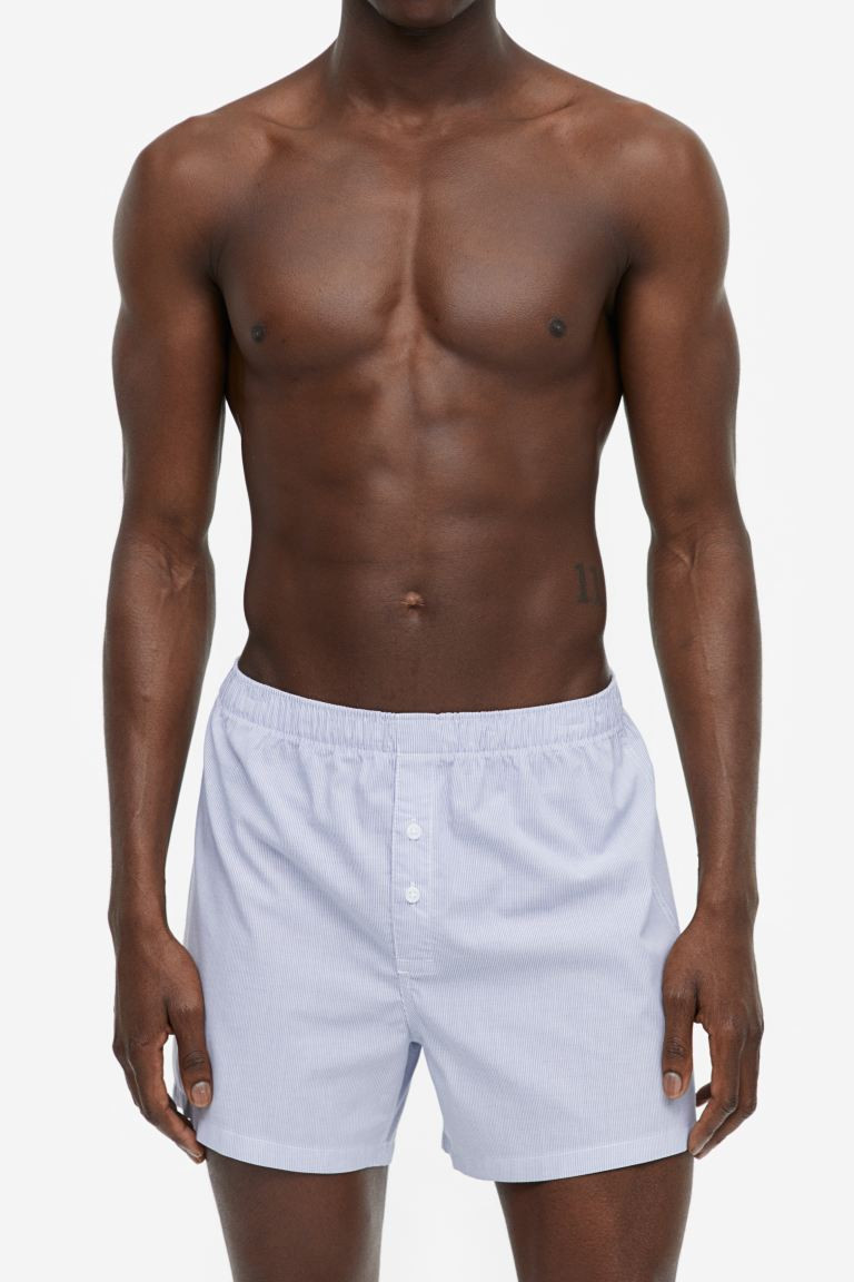 5-pack Woven Cotton Boxer Shorts - Light blue/dark blue - Men | H&M US | H&M (US + CA)