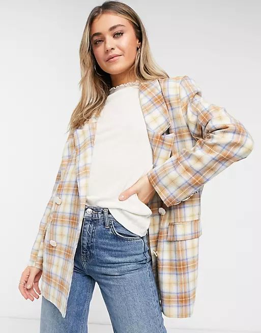 Daisy Street relaxed coordinating blazer in vintage check | ASOS (Global)