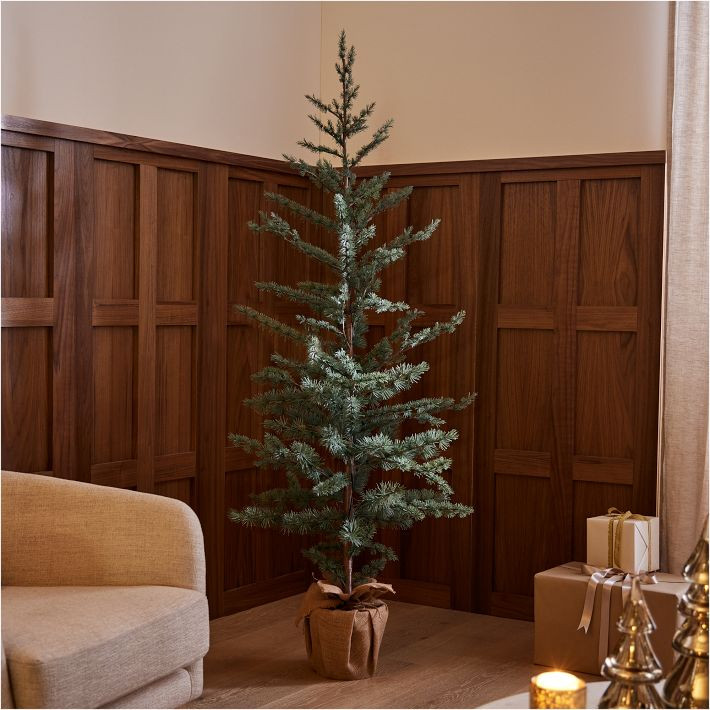 Pre-Lit Faux Blue Spruce Tree w/ Burlap Base | West Elm CA