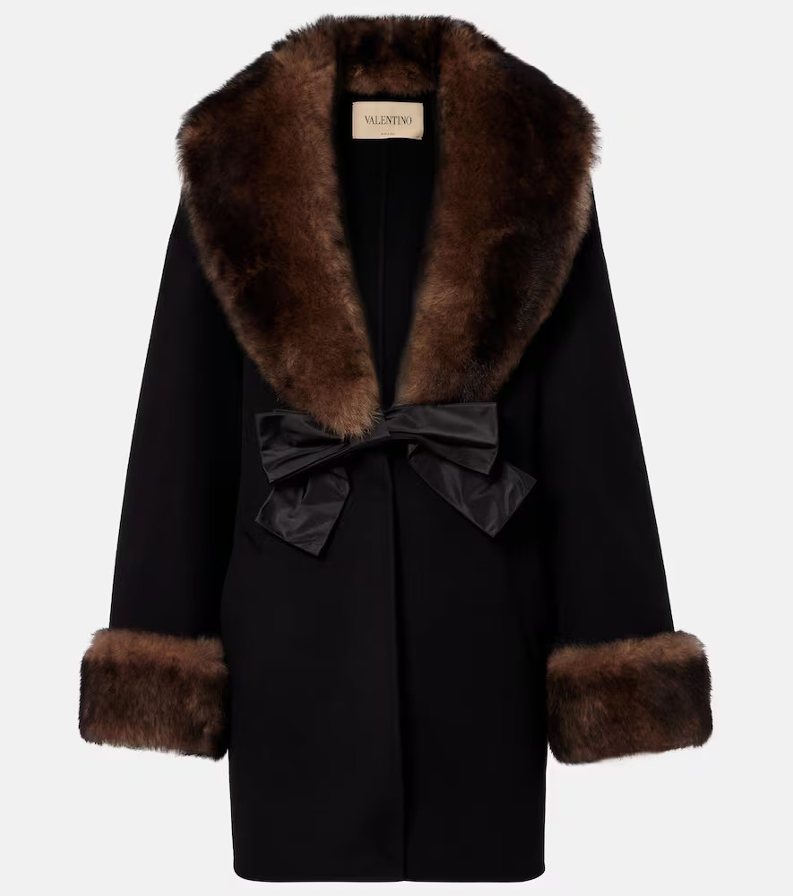 Valentino Shearling-trimmed wool and cashmere peacoat | Mytheresa (US/CA)