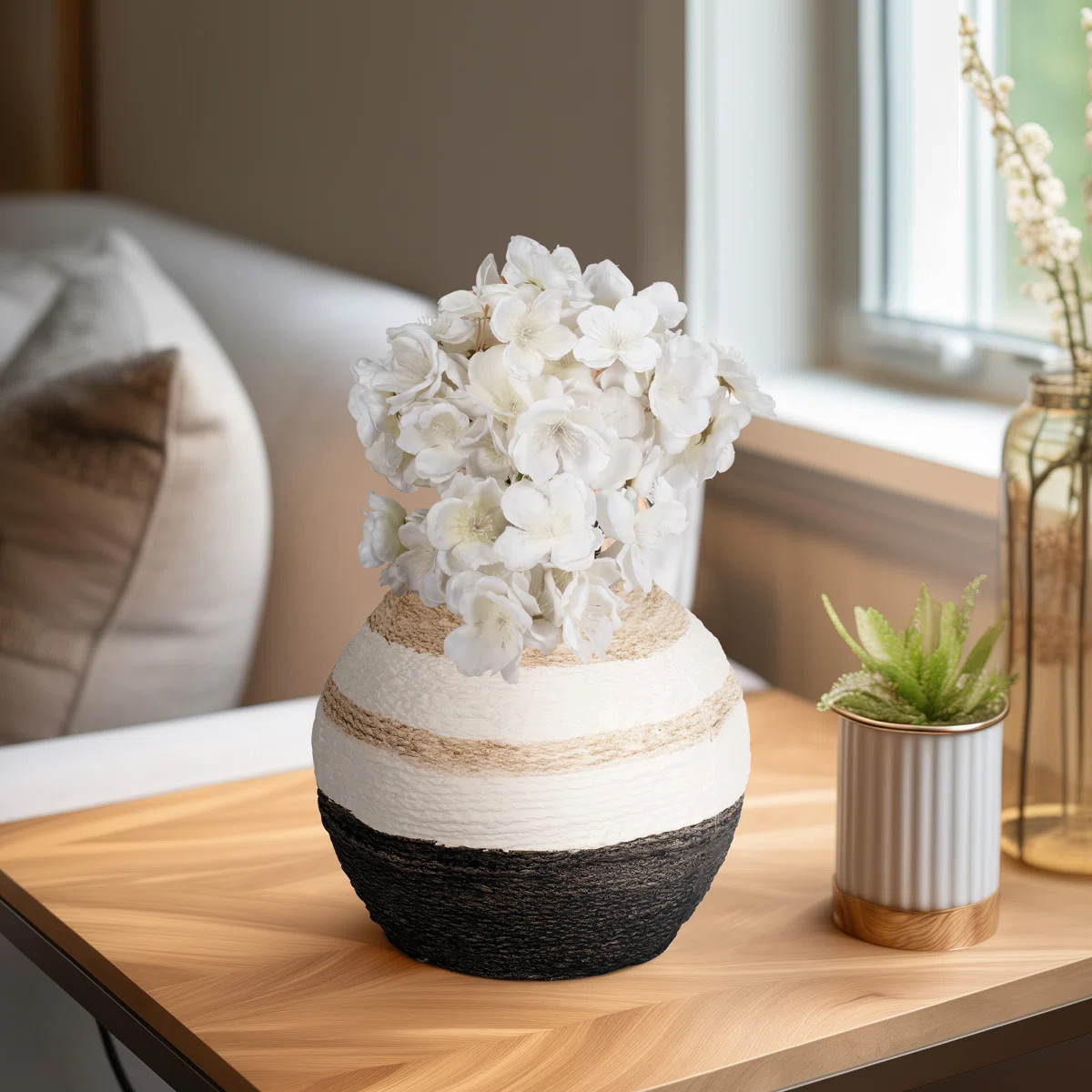 Woven Table Vase for Home Decor - Contemporary Tall Flower Vase Accent for Tabletops, Consoles an... | Wayfair North America