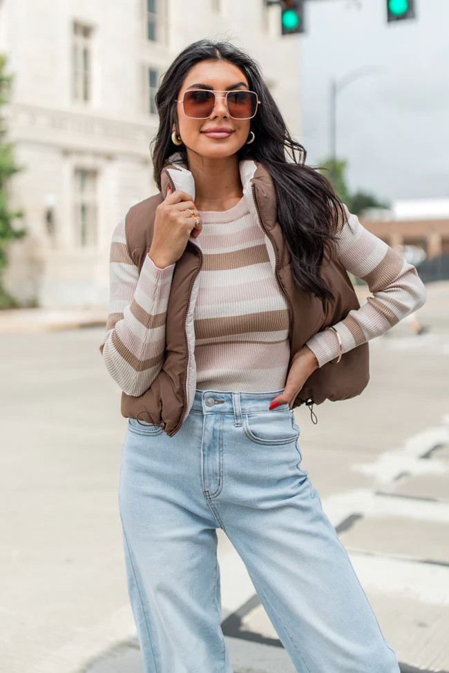 Where You See Fit Cocoa and Khaki Reversible Vest | Pink Lily