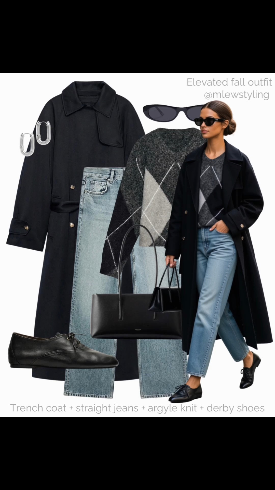 Trench coat + derby shoes 🖤

Tags: elevated fall outfit, massimo dutti straight leg jeans, argyle sweater, black trench, neutral outfit formulas, autumn capsule wardrobe, casual workwear, office outfit

#LTKfall #LTKjeans #LTKshoes