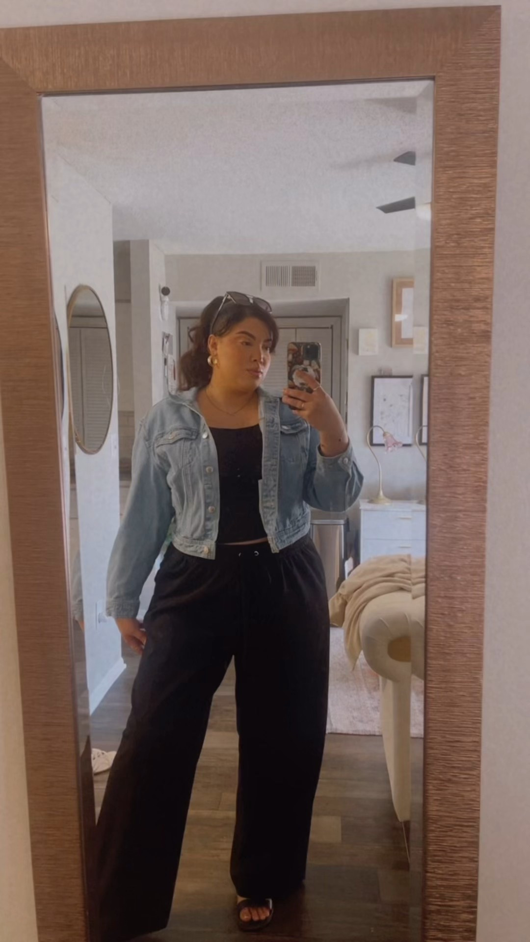 I always go for casual cute for my office looks.
This Jean jacket saves my life on a weekly basis, got it from target l, size XL.
The pants are like dressy sweatpants, size 1x from Target.
The long sleeve black corset top is so comfy and cute, I have it in multiple colors, size XL. 

#LTKWorkwear #LTKMidsize #LTKTall
