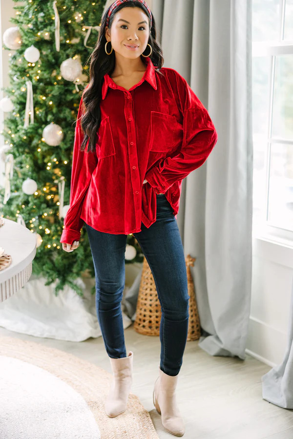Looking At You Red Velvet Blouse | The Mint Julep Boutique
