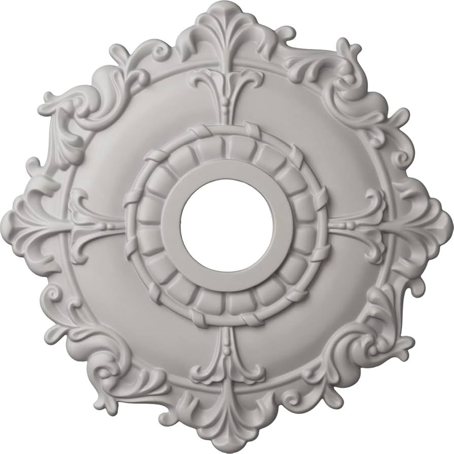 Ekena Millwork CM18RLUWF Riley Ceiling Medallion, 18"OD x 3 1/2"ID x 1 1/2"P, Ultra Pure White | Amazon (US)