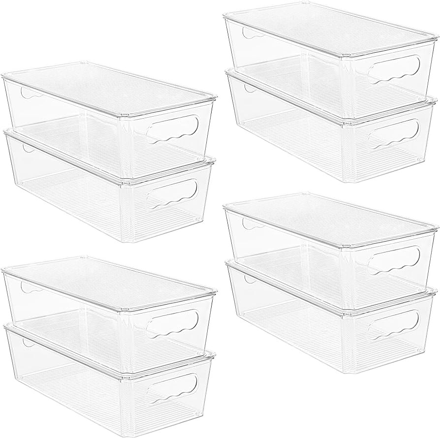 Vtopmart 8pcs Clear Organizers and Storage Bins with Lids, Stackable Plastic Storage Containers w... | Amazon (US)