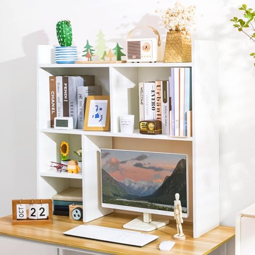 deli Desktop Shelf, Desk Hutch with 5 Shelves for Computer Desk, Desktop 3-Tier Display Rack, Mul... | Amazon (US)