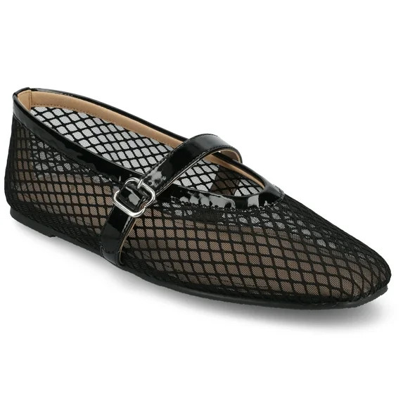 Journee Womens Casha Mesh Slip On Square Toe Dress Flats | Walmart (US)