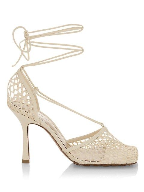 Stretch Square-Toe Ankle-Strap Mesh Pumps | Saks Fifth Avenue