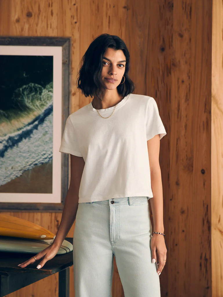 Sunwashed Cropped Crew Tee | Faherty