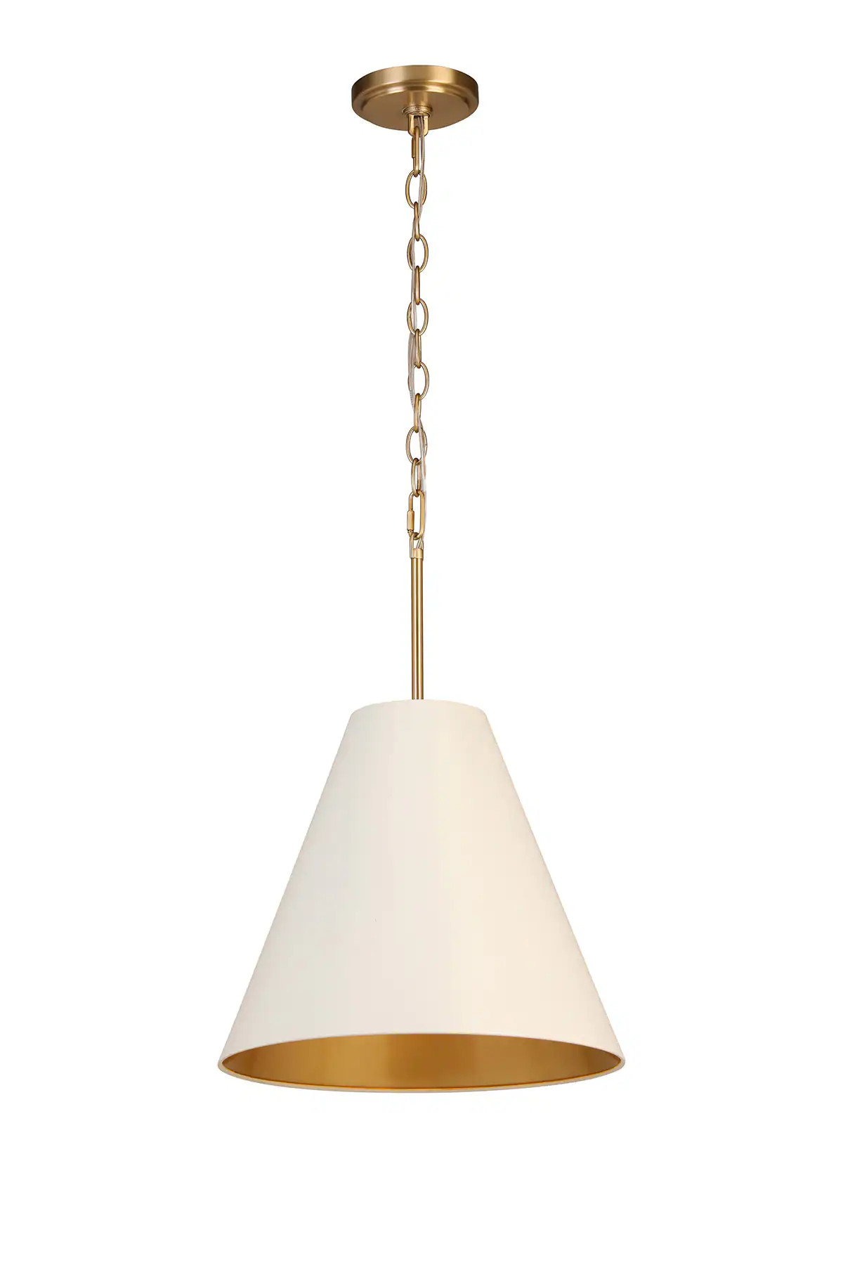 allen + roth Adele 1 -Light Soft gold Canopy With White Metal Shade Industrial Cone Medium Hanging Pendant light | JTL0991AL-2 WH | Lowe's