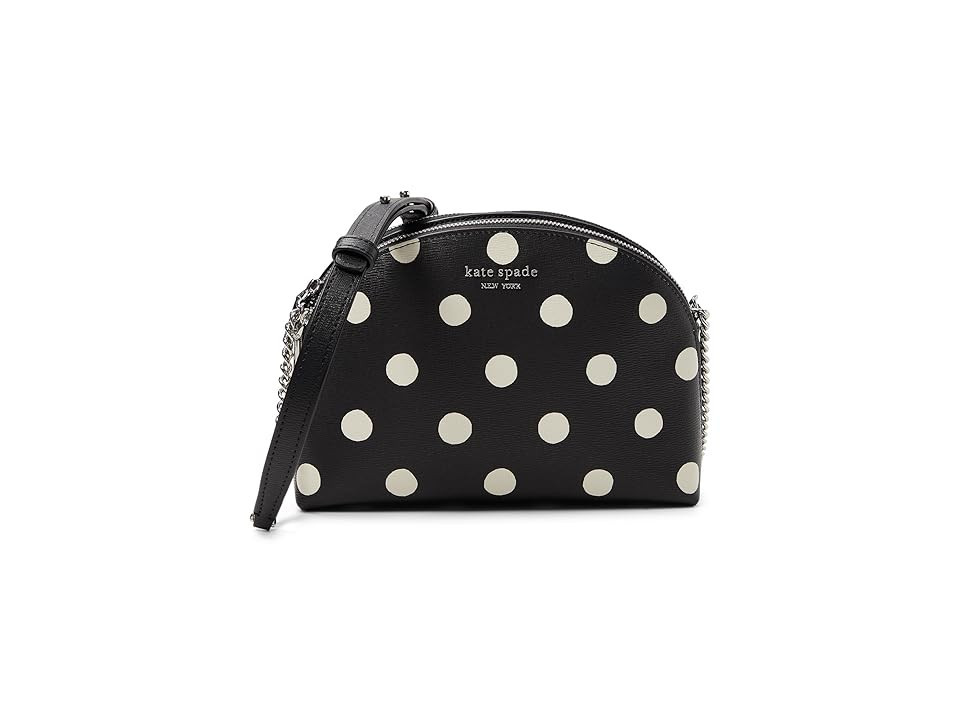 Kate Spade New York Morgan Sunshine Dot Printed PVC Double Zip Dome Crossbody (Black Multi) Handbags | Zappos