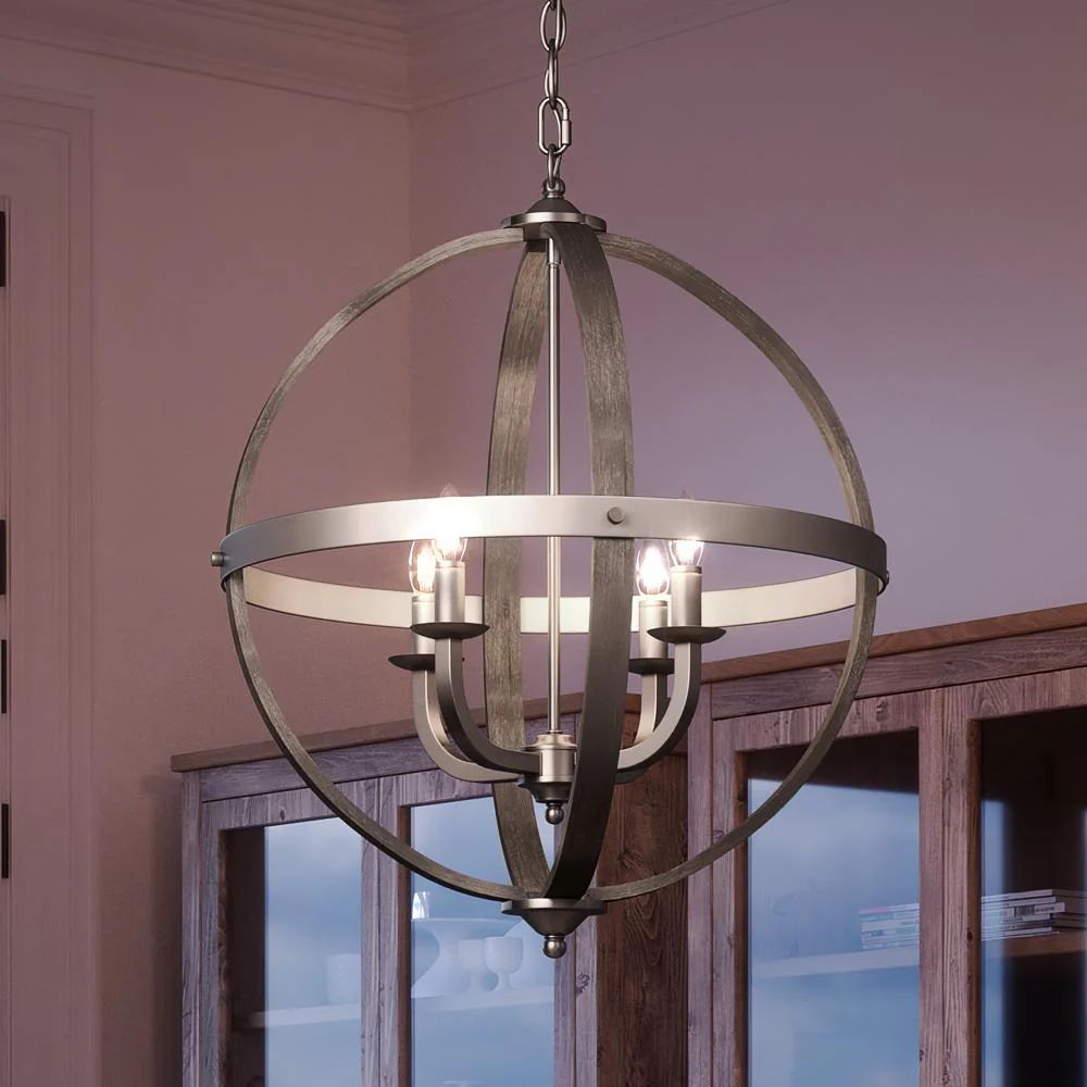 UQL3854 Old World Chandelier 19.75''H x 16.75''W, Brushed Nickel Finish, Blackburn Collection | Urban Ambiance, Inc.