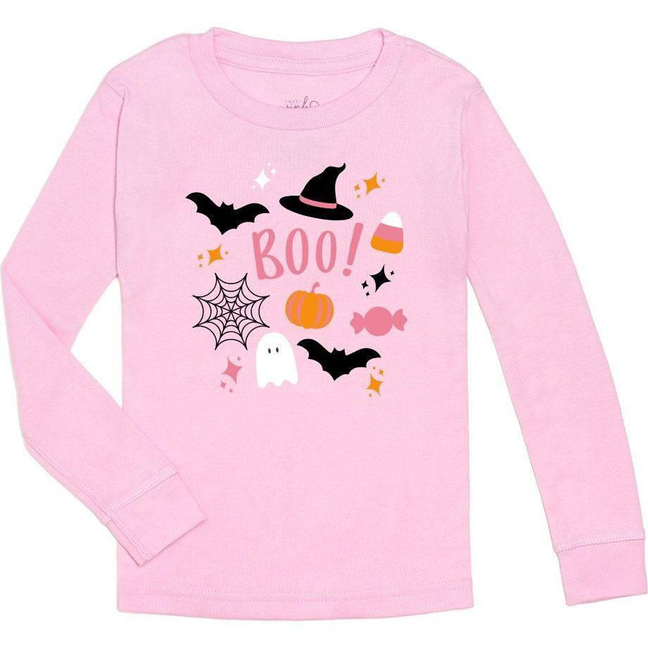 Halloween Doodle Long Sleeve Shirt, Pink | Maisonette