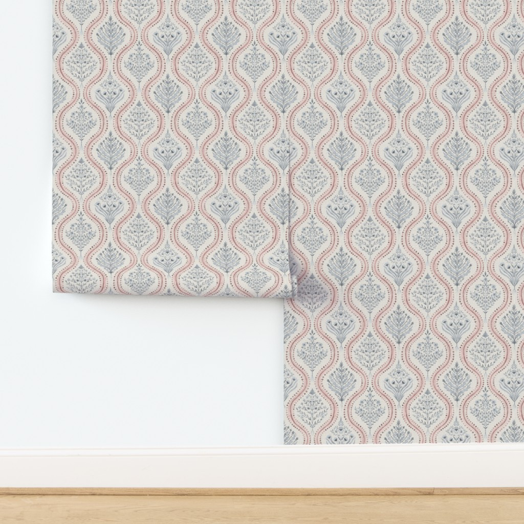 Wallpaper in Monticello Garrison Red and Blue | Spoonflower