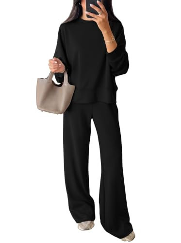 PRETTYGARDEN Women 2 Piece Outfits Fall Matching Lounge Sets(Black,M) | Amazon (US)