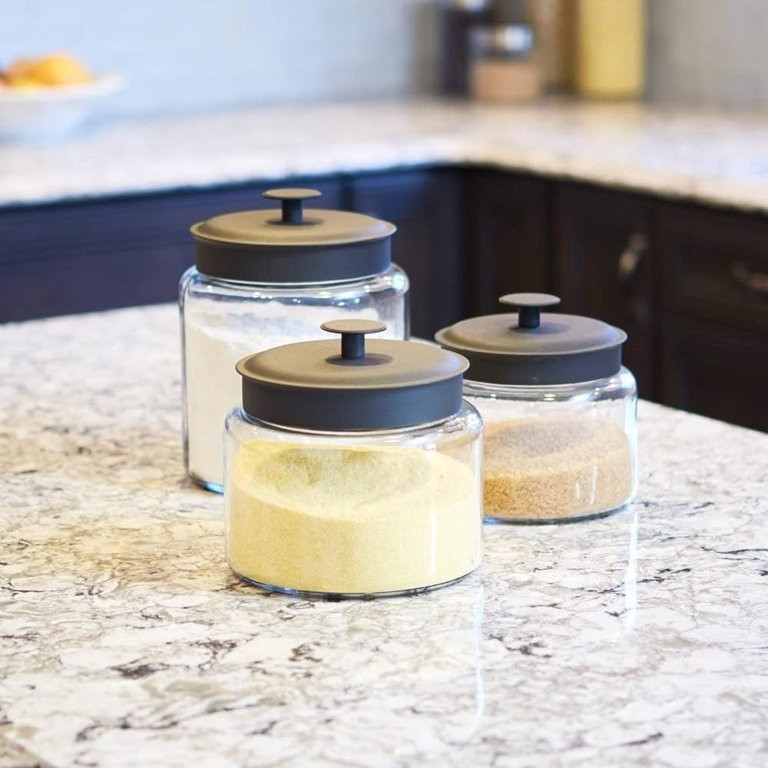 Anchor Hocking Montana Glass Jar with Black Metal Lid, 96 Ounce | Walmart (US)