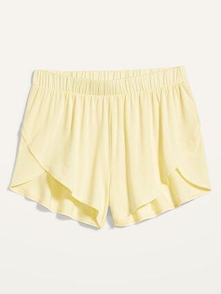 High-Waisted Sunday Sleep Ultra-Soft Dolphin-Hem Pajama Shorts for Women -- 3-inch inseam | Old Navy (US)