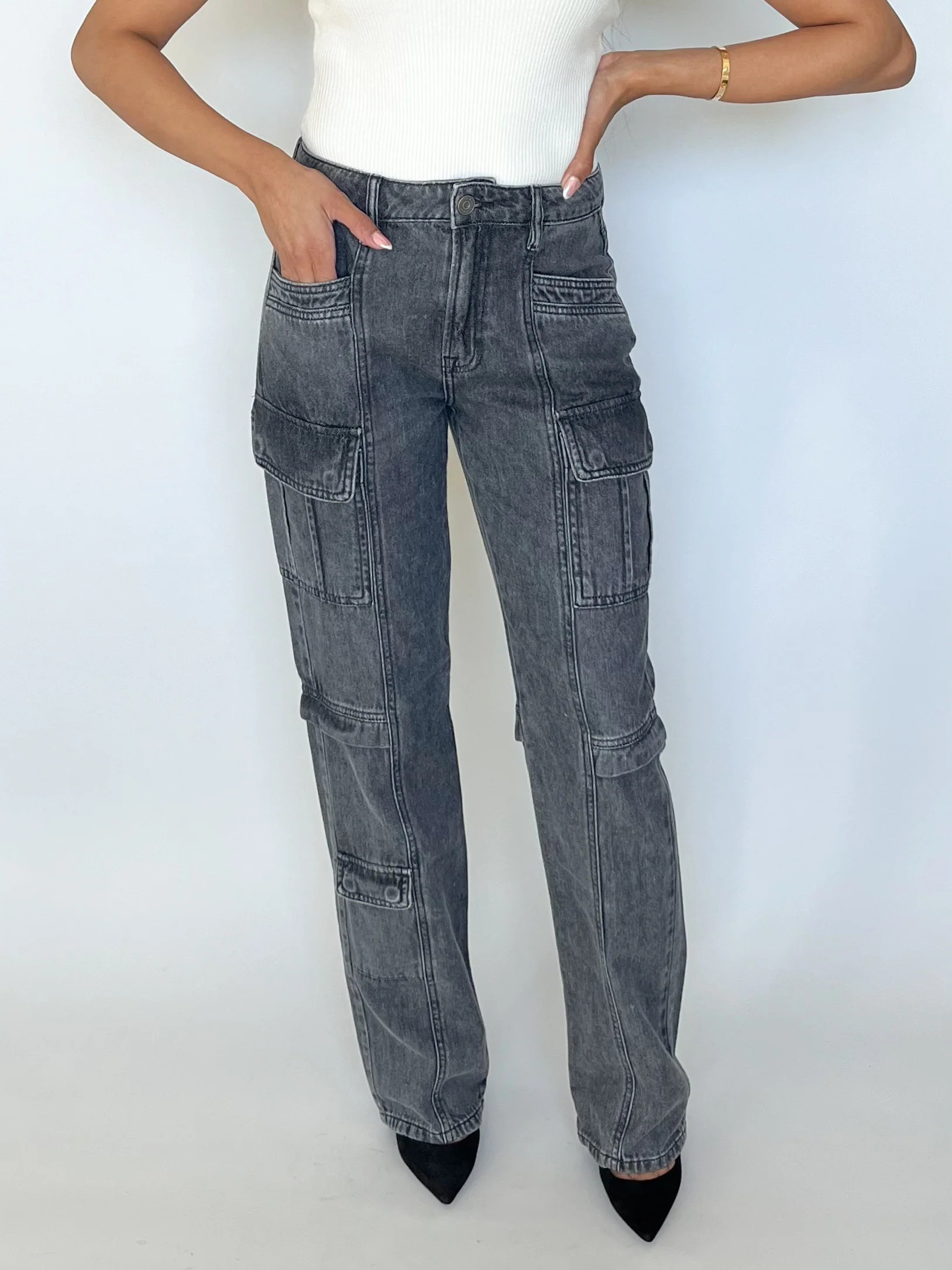 TRACEY CARGO STRAIGHT JEANS | Harper's Den