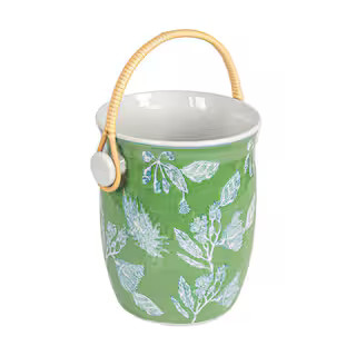 Lilia 9 in. Green Ice Bucket with Bamboo Handles | The Home Depot