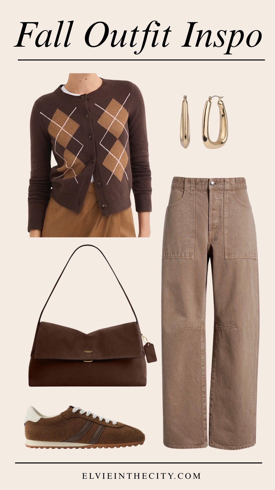 This fall outfit inspo includes an argyle cropped cardigan, utility barrel jeans, Brown striped sneakers, Gold-toned hoop earrings, and a Brown Coach suede shoulder bag. 

Fall finds, Loft finds, Walmart finds, Coach finds, over 50 style, midlife fashion, petite fashion,midlife women, affordable fashion, fashion over40

#LTKOver40 #LTKPetite #LTKmomlife